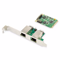 Digitus Carte réseau mini PCI Express Dual Gigabit Ethernet, Interne, Avec fil, Mini PCI Express, Ethernet, 1000 Mbit/s