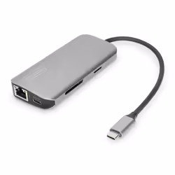 Digitus Station d'accueil universelle USB-C, 8 ports, USB 3.2 Gen 1 (3.1 Gen 1) Type-C, 100 W, Aluminium, MicroSD (TransFlash ...