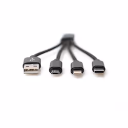 Digitus Câble de charge 3 en 1, USB A + Micro USB + USB-C