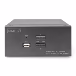 Digitus Commutateur KVM, 2 ports, Double affichage, 4K, HDMI®
