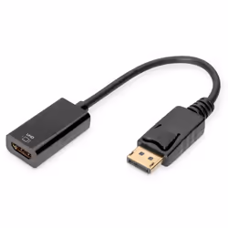Digitus Adaptateur / convertisseur actif DisplayPort, DP – HDMI, 0,2 m, DisplayPort, HDMI, Mâle, Femelle, Droit