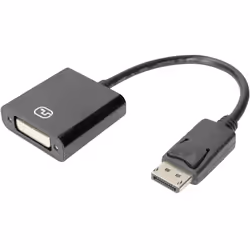 Digitus Adaptateur / convertisseur actif DisplayPort, DP – DVI, 0,15 m, Mini DisplayPort, DVI-I, Mâle, Femelle, Droit