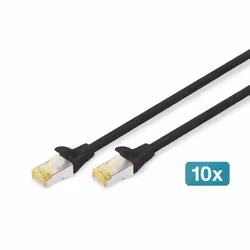 Digitus Câble de brassage CAT 6A S/FTP, 10 pièces, 2 m, Cat6a, S/FTP (S-STP), RJ-45, RJ-45