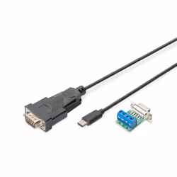 Digitus Adaptateur série, USB-C™ - RS485, Noir, 1 m, DB-9, Mâle, Mâle, Droit