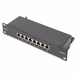 Digitus CAT 6A, panneau de brassage de classe E, blindé, noir, 10GBase-T, 10 Gigabit Ethernet, 10000 Mbit/s, RJ-45, Cat6a, 22 ...