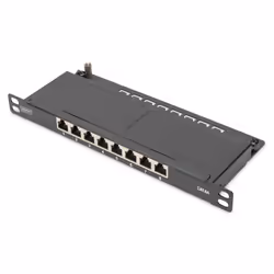 Digitus CAT 6A, panneau de brassage à haute densité de classe EA, blindé, 8 ports, 0,5 UH, 10", noir, 10GBase-T, 10 Gigabit E ...