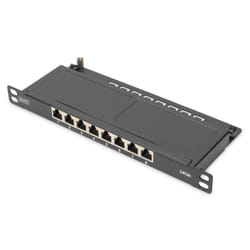 Digitus CAT 6A, panneau de brassage à haute densité de classe EA, blindé, 8 ports, 0,5 UH, 10", noir