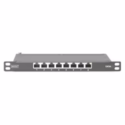 Digitus CAT 6A, panneau de brassage à haute densité de classe EA, blindé, 8 ports, 0,5 UH, 10", noir