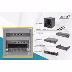 Digitus Pack réseau de 254 mm (10"), Rack autonome, 6U, 30 kg, Verrouillage des touches, Rails de rack, Noir