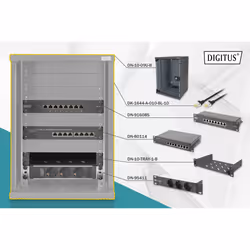 Digitus Pack réseau de 254 mm (10"), Rack autonome, 9U, 30 kg, Verrouillage des touches, Rails de rack, Noir