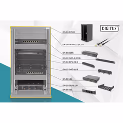 Digitus Pack réseau 254 mm (10") – 12U, 312 x 300 mm (l x P), Rack autonome, 12U, 30 kg, Verrouillage des touches, Rails de r ...