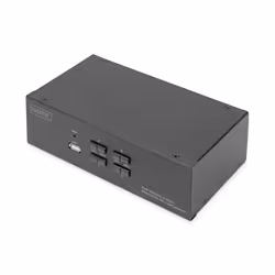 Digitus Commutateur KVM, 4 ports, Double affichage, 4K, DisplayPort®, 3840 x 2160 pixels, 4K Ultra HD, Noir