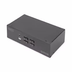 Digitus Commutateur KVM, 4 ports, Double affichage, 4K, HDMI®, 3840 x 2160 pixels, 4K Ultra HD, Noir