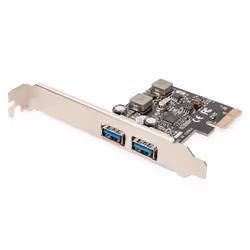 Digitus Carte d’extension PCI Express USB 3.0, 2 ports, PCIe, USB 3.2 Gen 1 (3.1 Gen 1), Mâle, Profil bas, PCIe 2.0, Noir, Ni ...