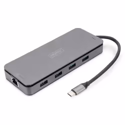 Digitus Station d'accueil USB-C 11 ports avec boîtier pour disque SSD, Avec fil, USB 3.2 Gen 1 (3.1 Gen 1) Type-C, 100 W, 1.4 ...