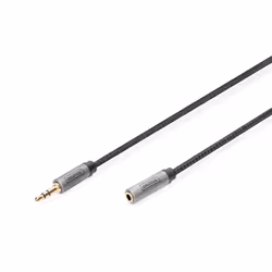 Digitus Câble d'extension audio, jack mâle 3,5 mm vers jack femelle 3,5 mm, 3,5mm, Mâle, 3,5mm, Femelle, 1 m, Noir