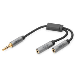 Digitus Adaptateur Casque Audio, jack mâle 3,5 mm vers 2 jack femelle 3,5 mm