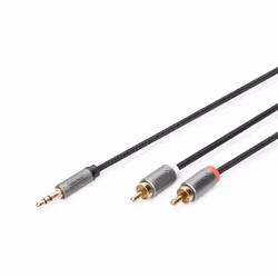 Digitus Câble adaptateur audio, prise jack 3,5 mm vers RCA, 2 x RCA, Mâle, 2 x RCA, Mâle, 1 m, Noir