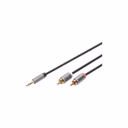 Digitus Câble adaptateur audio, prise jack 3,5 mm vers RCA, 2 x RCA, Mâle, 2 x RCA, Mâle, 3 m, Noir