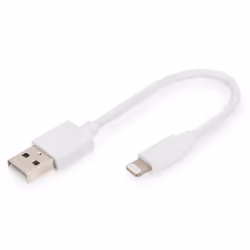 Digitus Câble de données/charge Lightning vers USB A, certifié MFI, 0,15 m, Lightning, USB A, Mâle, Mâle, Blanc