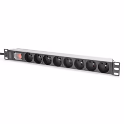 Digitus Multiprise avec profilé en aluminium et interrupteur, 8 prises CEE 7/5, câble d'alimentation de 2 m avec fiche de séc ...