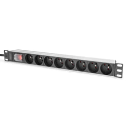 Digitus Multiprise avec profilé en aluminium et interrupteur, 8 prises CEE 7/5, câble d'alimentation de 2 m avec fiche de sécurité