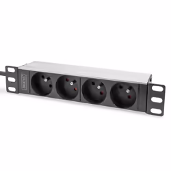 Digitus Multiprise 10" avec profilé aluminium, 4 prises CEE 7/5, 1U, A mettre sur rack, horizontale, Aluminium, 4 sortie(s) C ...