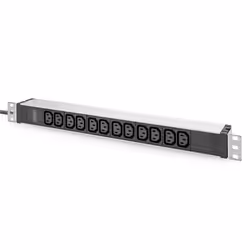 Digitus Multiprise avec profilé en aluminium, 12 prises, câble d'alimentation de 2 m avec fiche de sécurité, 1U, Monophasé, h ...