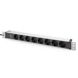 Digitus Multiprise avec profilé en aluminium, 8 prises à contact de protection, câble d’alimentation de 2 m, fiche IEC C20