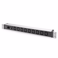 Digitus Multiprise avec profilé aluminium, 9 prises, fiche IEC C14, 1U, Monophasé, horizontale, Aluminium, Plastique, 9 sorti ...