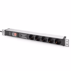 Digitus Multiprise avec profilé en aluminium, interrupteur, protection contre la surcharge et filtre secteur intégrés, 5 pris ...