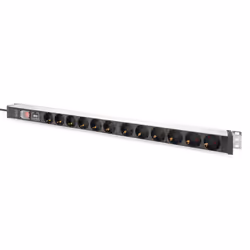 Digitus Bloc multiprise avec profilé en aluminium avec interrupteur et protection contre les surtensions, 12 prises à contact ...