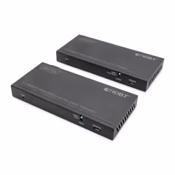 Digitus Kit d'extension KVM HDMI 4K HDBaseT™, 150 m, Émetteur et récepteur, Avec fil, 150 m, Cat6a, Cat7, Cat8, 60 Hz, Noir