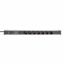 Digitus Socket strip with aluminum profile and surge protection, integrated line filter, 7-way Italian socket, 2 m cable Italian plug
