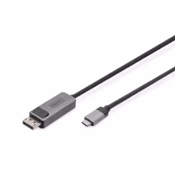 Digitus Câble adaptateur USB type C vers DisplayPort bidirectionnel, 1 m, USB Type-C, DisplayPort, Mâle, Mâle, Droit