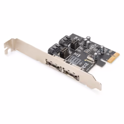 Digitus Carte PCI Express SATA III, 2 ports, PCIe, SATA, Mâle, Hauteur totale / Profil bas, PCIe 2.0, Noir, Argent