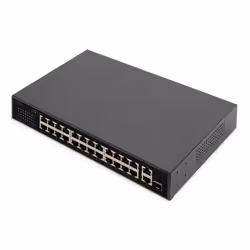 Digitus Commutateur PoE Fast Ethernet 24 ports , 2 liaisons montantes Gigabit (RJ45 / SFP), Gigabit Ethernet (10/100/1000), F ...