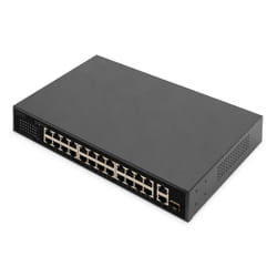 Digitus Commutateur PoE Fast Ethernet 24 ports , 2 liaisons montantes Gigabit (RJ45 / SFP)