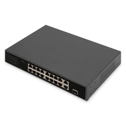 Digitus Commutateur PoE Fast Ethernet 16 ports, 2 liaisons montantes Gigabit (RJ45 / SFP)