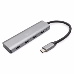 Digitus Hub USB-C 4 ports, USB 3.2 Gen 1 (3.1 Gen 1) Type-C, USB 3.2 Gen 1 (3.1 Gen 1) Type-C, 5000 Mbit/s, Gris, Aluminium,  ...