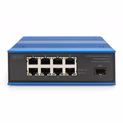 Digitus Commutateur PoE réseau Gigabit Ethernet 8 ports, industriel, non administrable, 1 liaison montante SFP