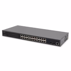 Digitus Commutateur PoE Gigabit Ethernet L2 Managed 24 ports, Géré, L2, Gigabit Ethernet (10/100/1000), Connexion Ethernet, s ...