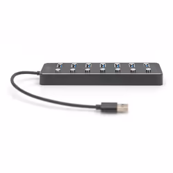 Digitus Hub USB 3.0, 7 ports, commutable, boîtier aluminium
