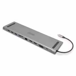 Digitus Station USB-C 11 ports, gris, 2x HDMI, VGA, Avec fil, USB 3.2 Gen 1 (3.1 Gen 1) Type-C, 100 W, 10,100,1000 Mbit/s, Ar ...