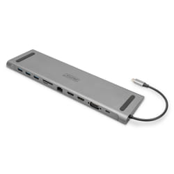 Digitus Station USB-C 11 ports, gris, 2x HDMI, VGA