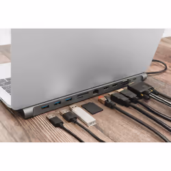 Digitus Station USB-C 11 ports, gris, 2x HDMI, VGA