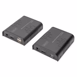 Digitus Kit d'extension KVM HDMI IP, Full HD, Émetteur et récepteur, Avec fil, 120 m, Cat5e, 1920 x 1080 pixels, 1920x1080 60 ...