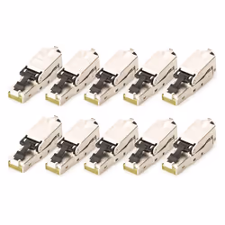 Digitus Connecteur blindé RJ45 pour assemblage sur site - 10 pièces, RJ-45, Argent, Mâle, Droit, Zinc, Cat6a