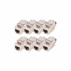 Digitus Module Keystone CAT 8.I, blindé, raccordement de montage sans outil - 8 pièces, Plat, Argent, RJ-45, LSA, Femelle, Fe ...