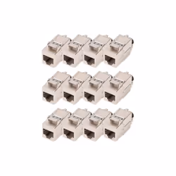 Digitus Module Keystone CAT 8.I, blindé, raccordement de montage sans outil - 12 pièces, Plat, Argent, RJ-45, LSA, Femelle, F ...